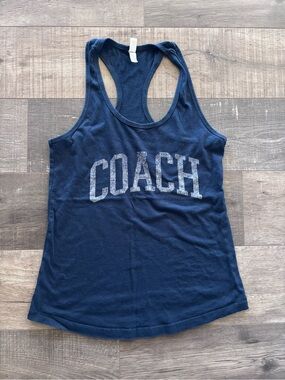 Beachbody Navy Tank Top with Faded COACH Graphic